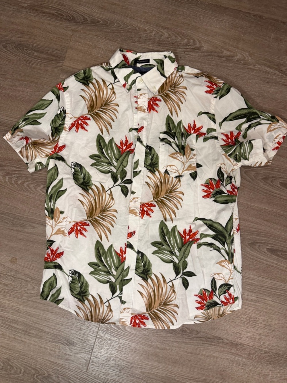 Banana Republic White Tropical Hawaiian Print Button-Down Shirt